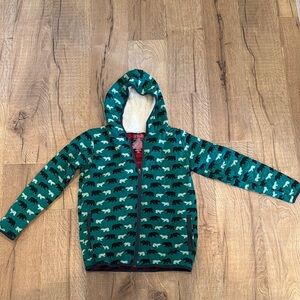 Kickee Pants Print Fleece Zip-Front Hoodie with Sherpa-lined Hood